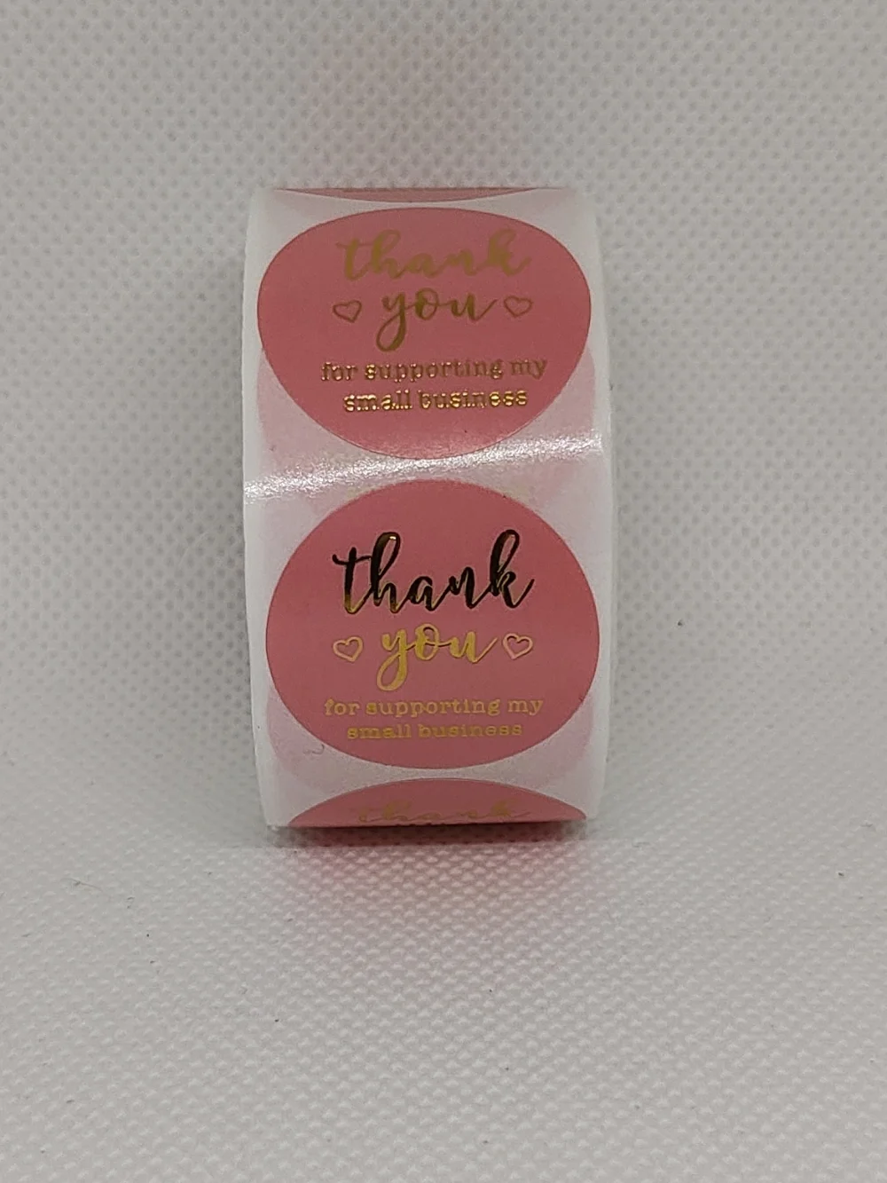 Source Unknown Pink Thank You Sticker Roll with Gold Text